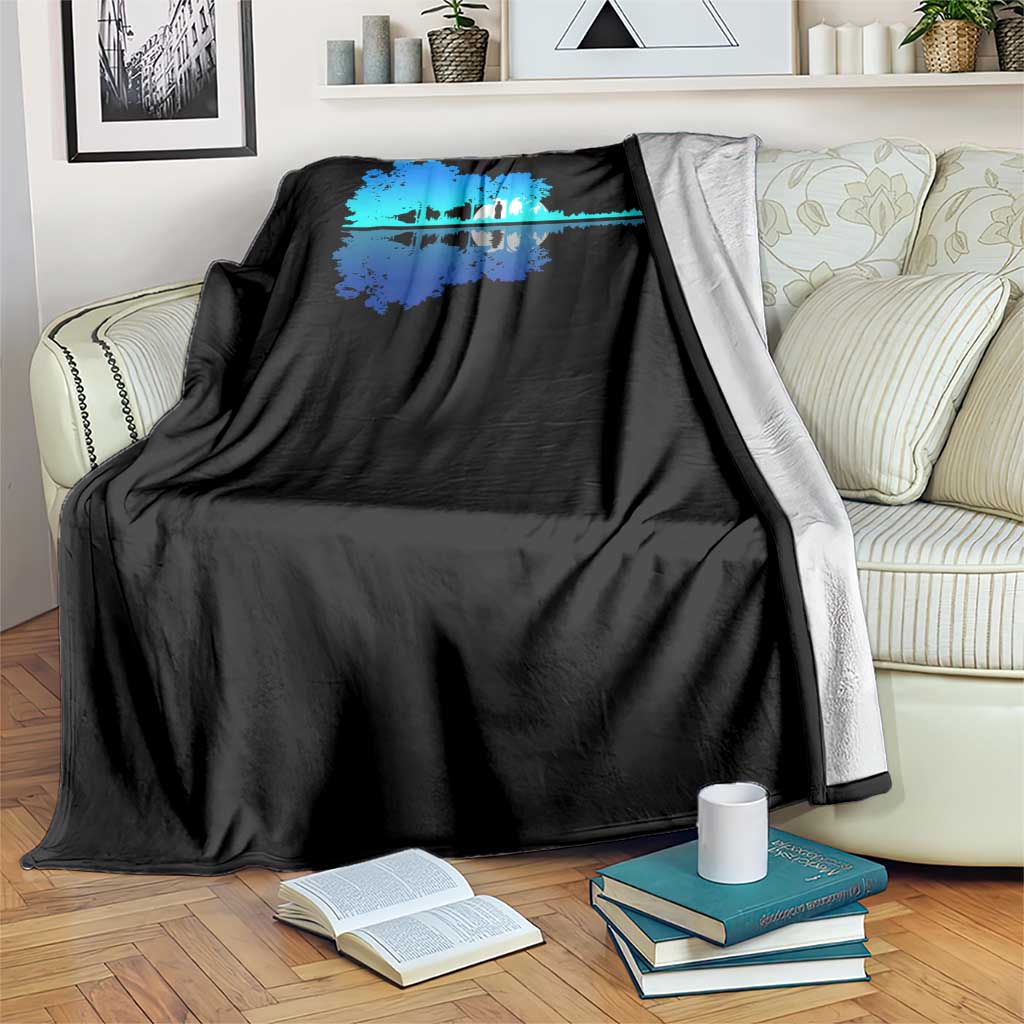 Guitar Lake Shadow Throw Blanket Acoustic Guitarist Musician Nature Lover - Wonder Print Shop