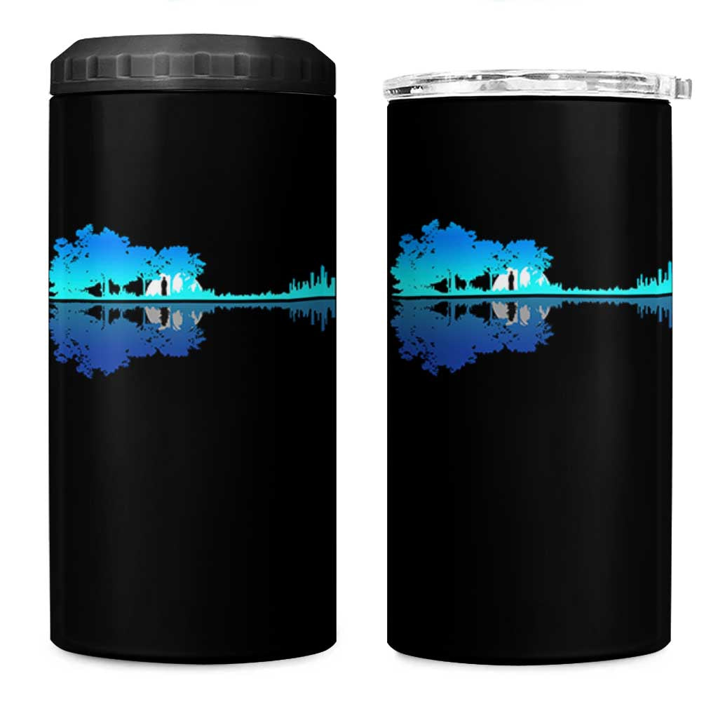 Guitar Lake Shadow 4 in 1 Can Cooler Tumbler Acoustic Guitarist Musician Nature Lover