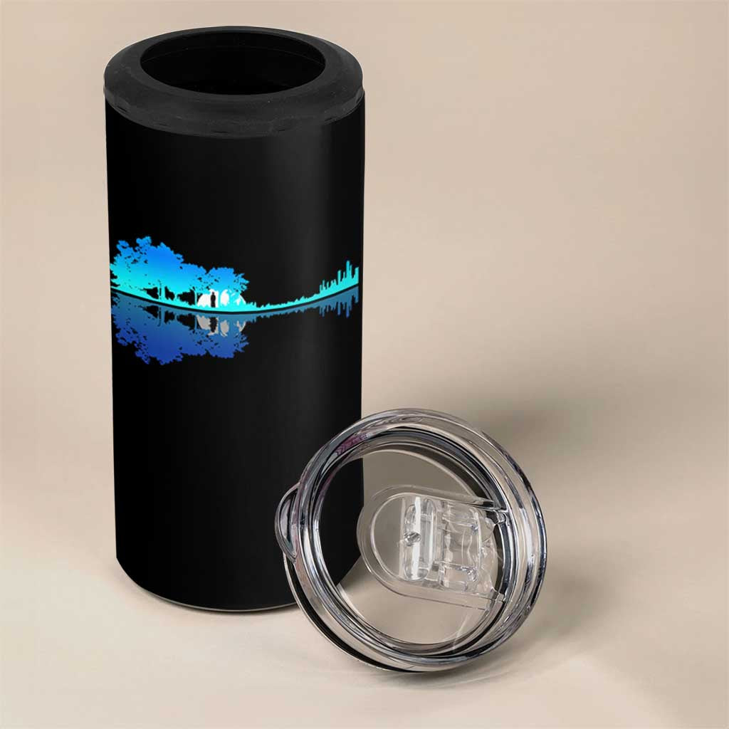 Guitar Lake Shadow 4 in 1 Can Cooler Tumbler Acoustic Guitarist Musician Nature Lover
