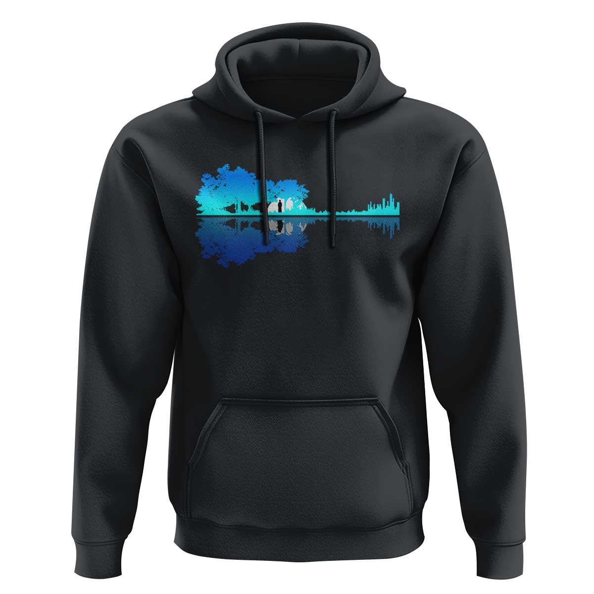 Guitar Lake Shadow Hoodie Acoustic Guitarist Musician Nature Lover - Wonder Print Shop