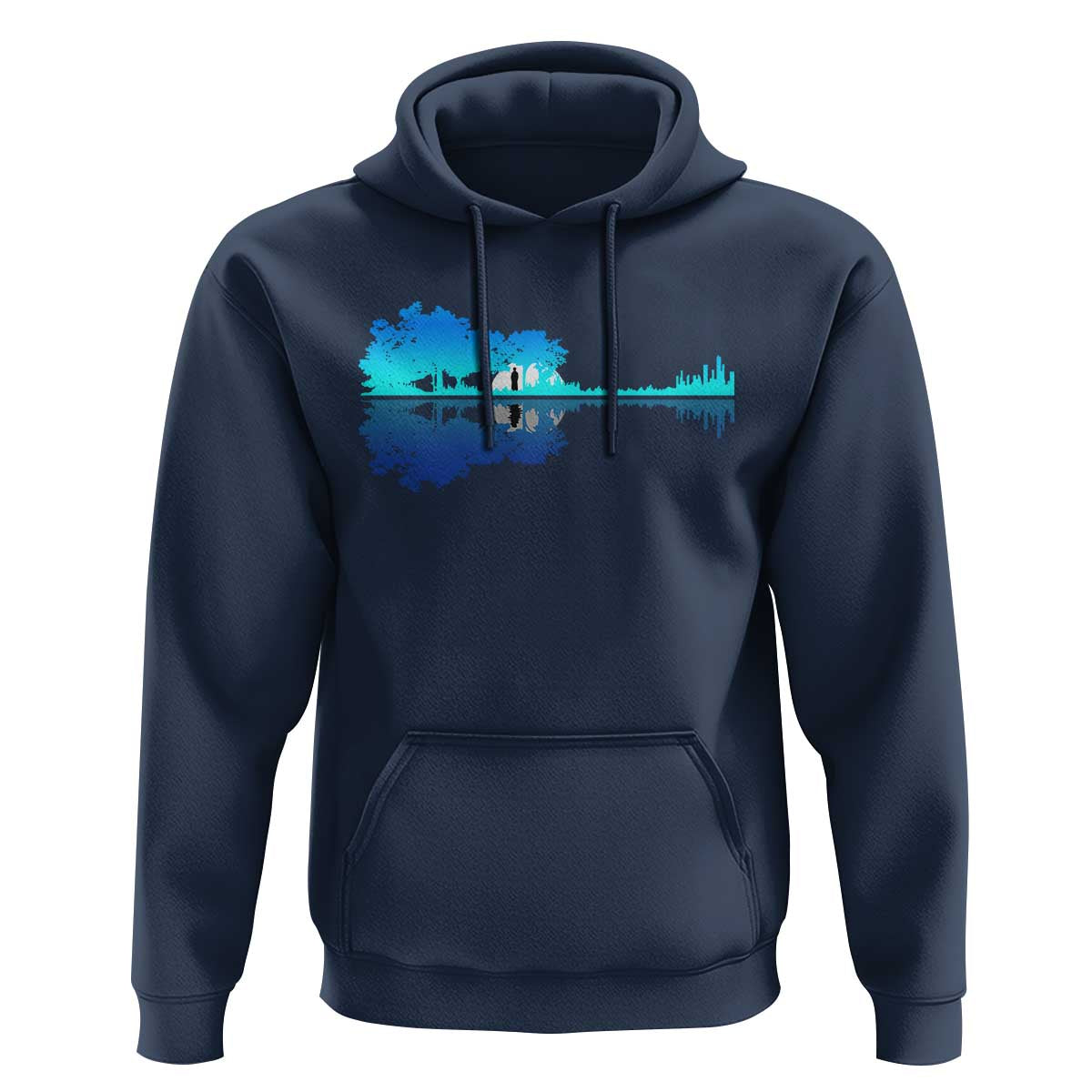 Guitar Lake Shadow Hoodie Acoustic Guitarist Musician Nature Lover - Wonder Print Shop
