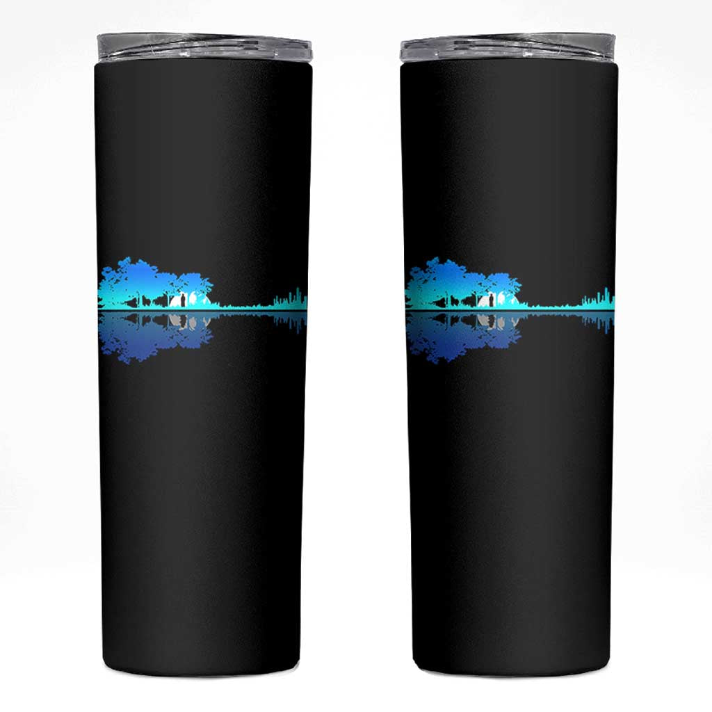 Guitar Lake Shadow Skinny Tumbler Acoustic Guitarist Musician Nature Lover