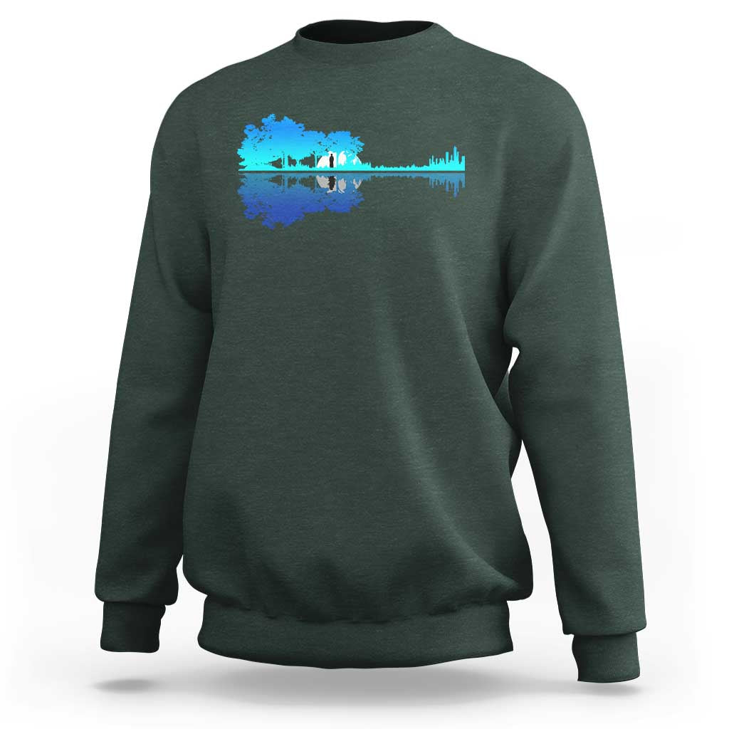 Guitar Lake Shadow Sweatshirt Acoustic Guitarist Musician Nature Lover - Wonder Print Shop