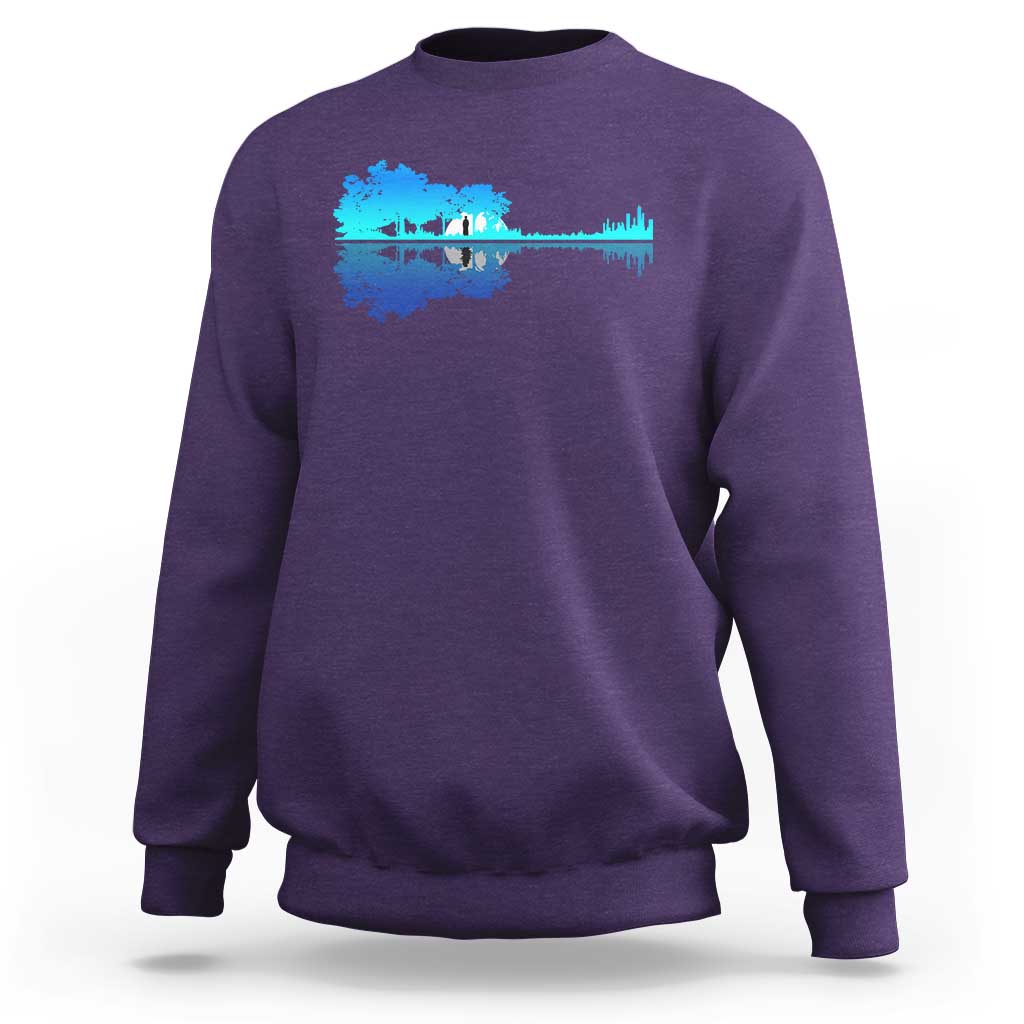 Guitar Lake Shadow Sweatshirt Acoustic Guitarist Musician Nature Lover - Wonder Print Shop