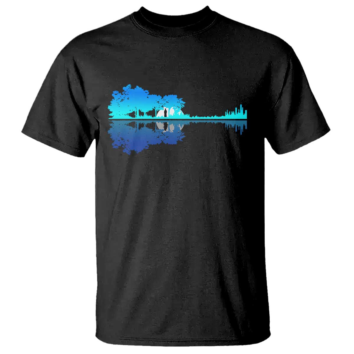 Guitar Lake Shadow T Shirt Acoustic Guitarist Musician Nature Lover - Wonder Print Shop