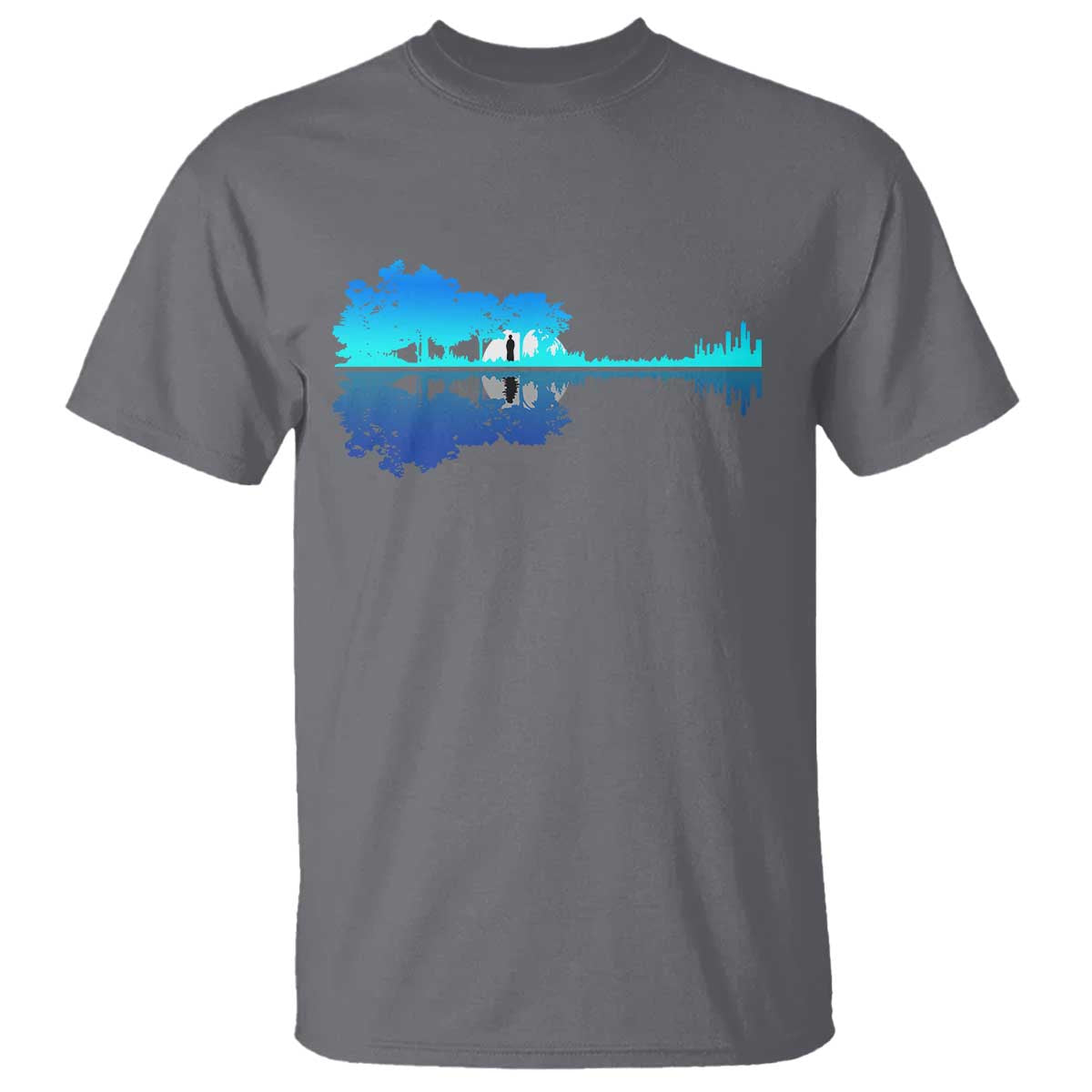 Guitar Lake Shadow T Shirt Acoustic Guitarist Musician Nature Lover - Wonder Print Shop