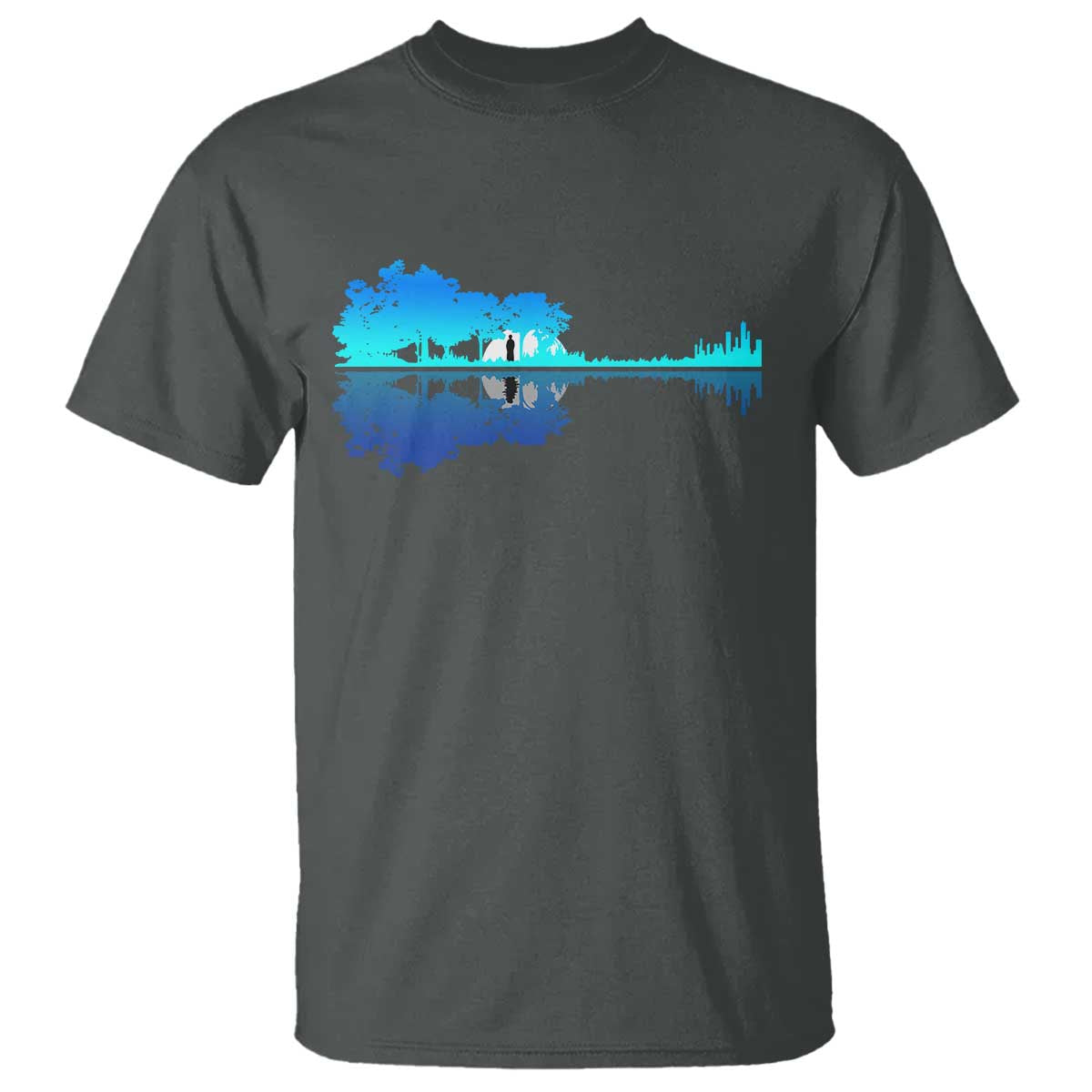 Guitar Lake Shadow T Shirt Acoustic Guitarist Musician Nature Lover - Wonder Print Shop