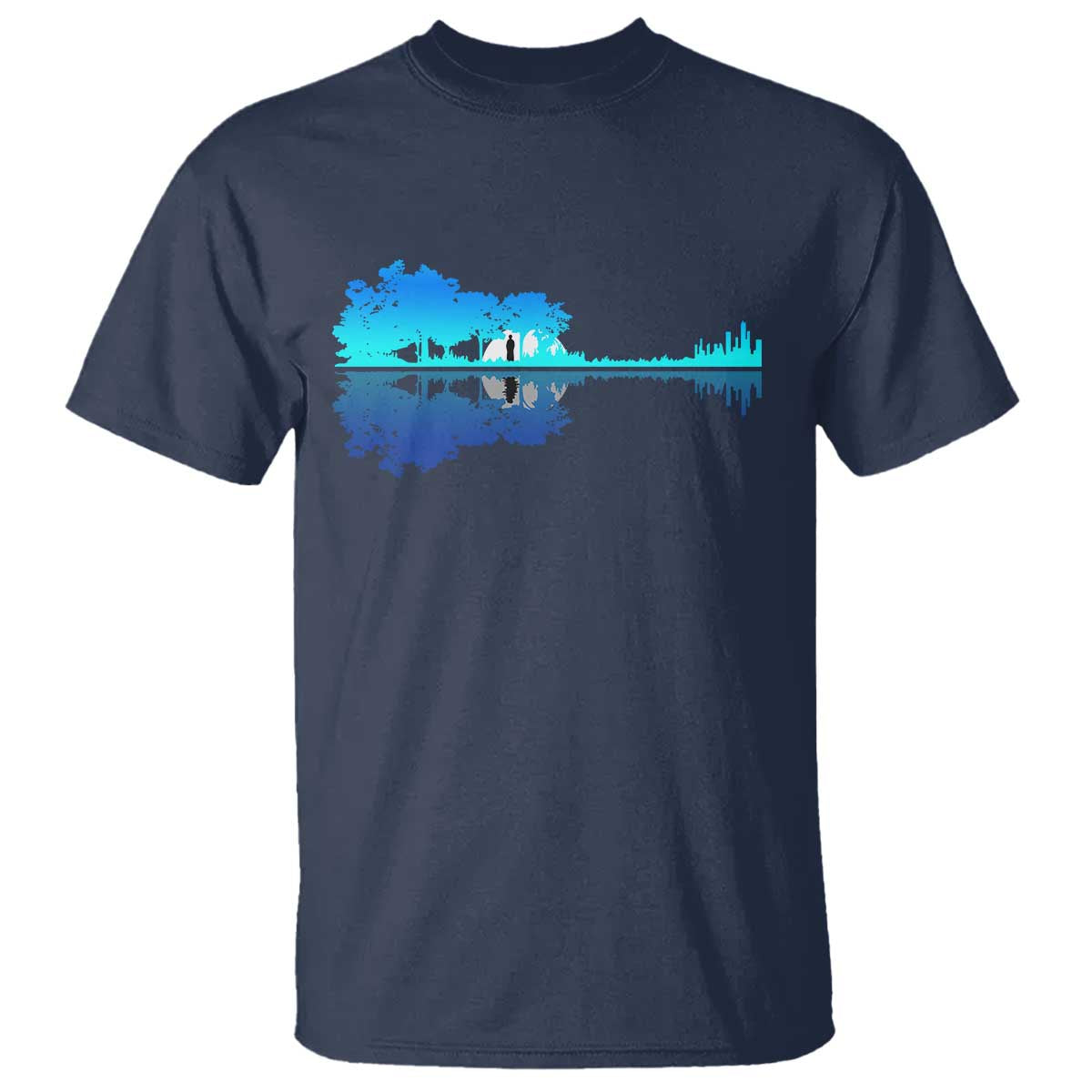 Guitar Lake Shadow T Shirt Acoustic Guitarist Musician Nature Lover - Wonder Print Shop