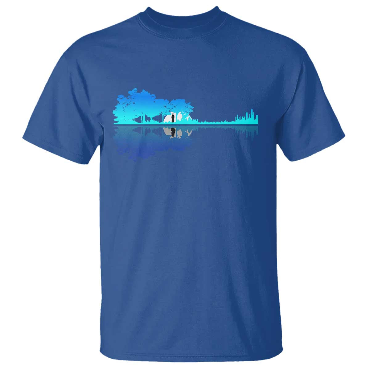 Guitar Lake Shadow T Shirt Acoustic Guitarist Musician Nature Lover - Wonder Print Shop