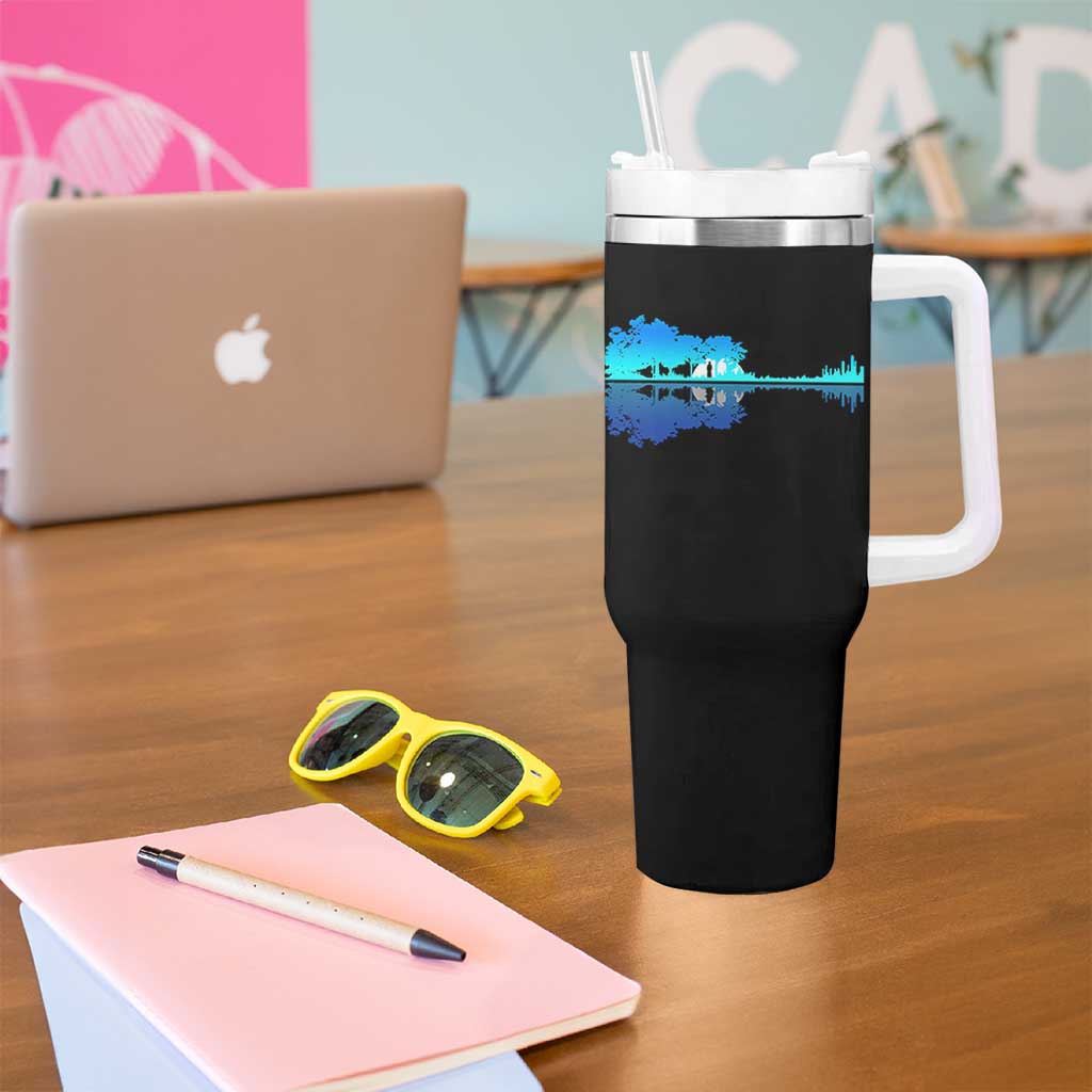 Guitar Lake Shadow Tumbler With Handle Acoustic Guitarist Musician Nature Lover