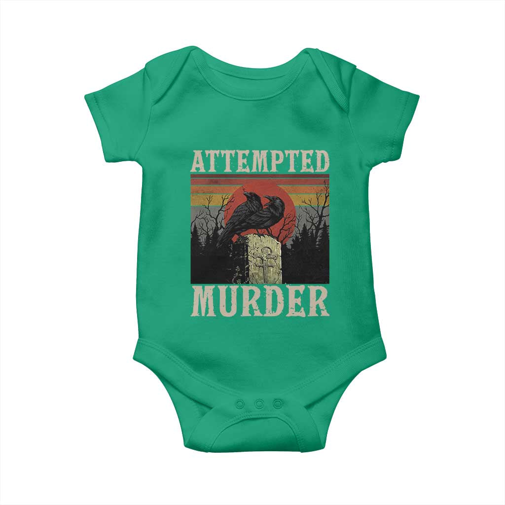 Funny Literary Baby Onesie Attempted Murder Two Crows Bird on Branch - Wonder Print Shop
