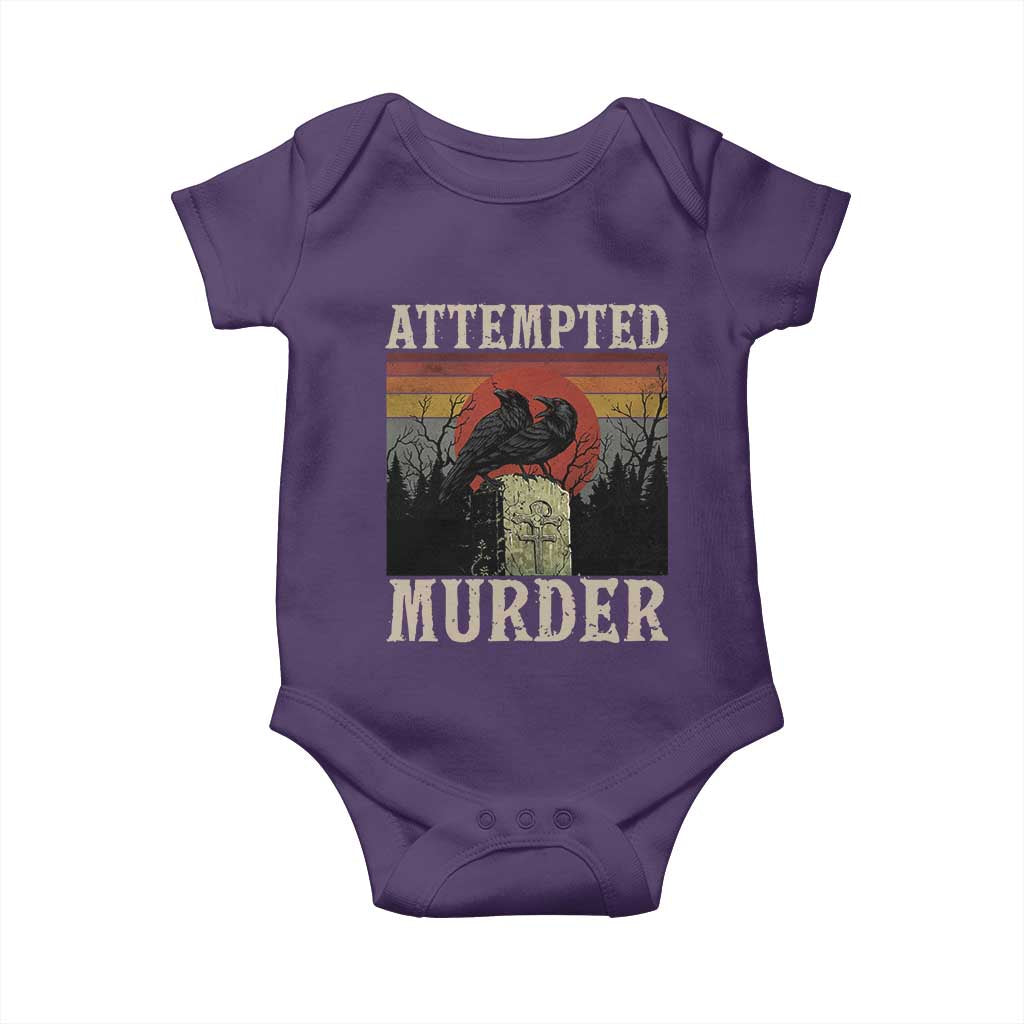Funny Literary Baby Onesie Attempted Murder Two Crows Bird on Branch - Wonder Print Shop