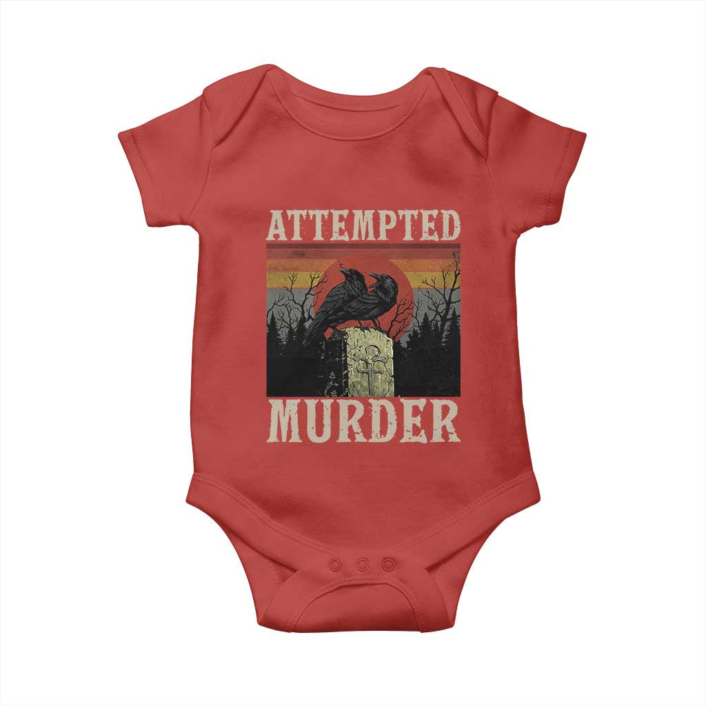 Funny Literary Baby Onesie Attempted Murder Two Crows Bird on Branch - Wonder Print Shop