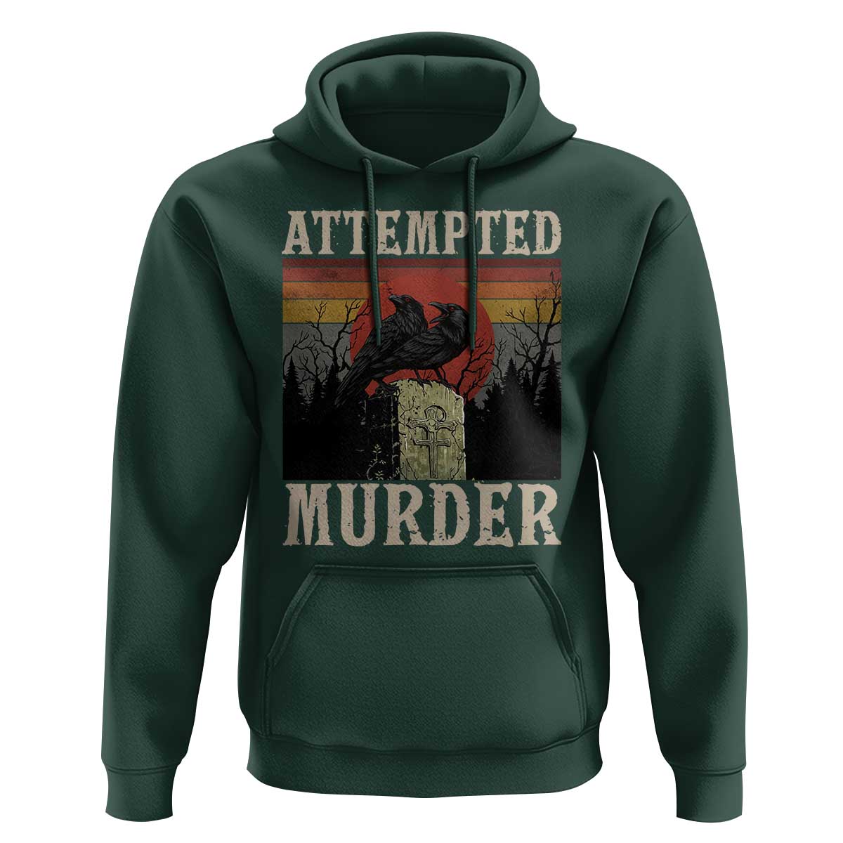 Funny Literary Hoodie Attempted Murder Two Crows Bird on Branch - Wonder Print Shop