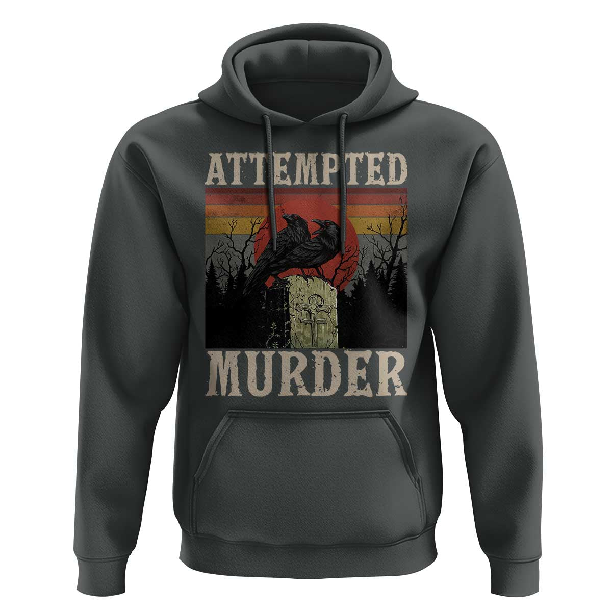 Funny Literary Hoodie Attempted Murder Two Crows Bird on Branch - Wonder Print Shop