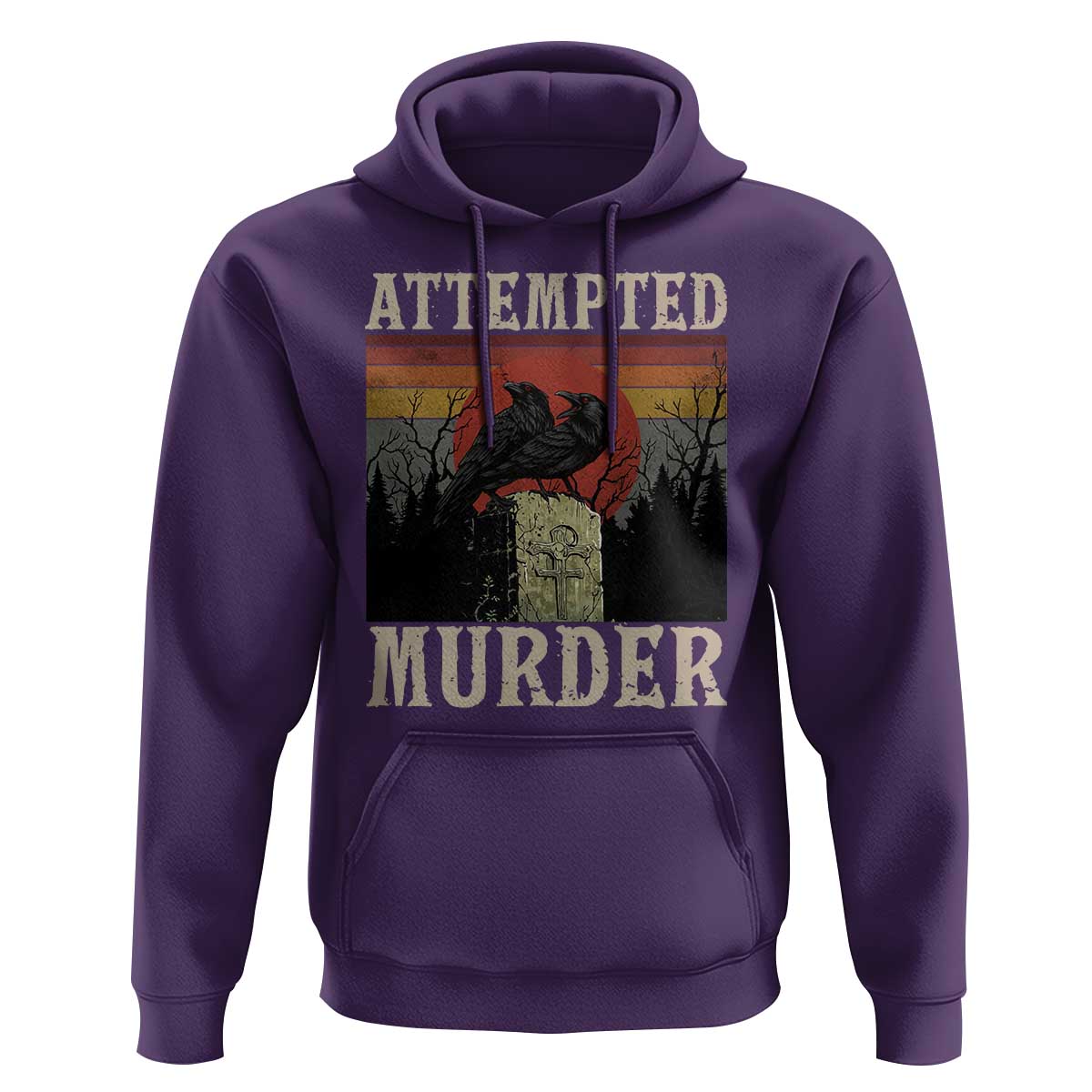 Funny Literary Hoodie Attempted Murder Two Crows Bird on Branch - Wonder Print Shop
