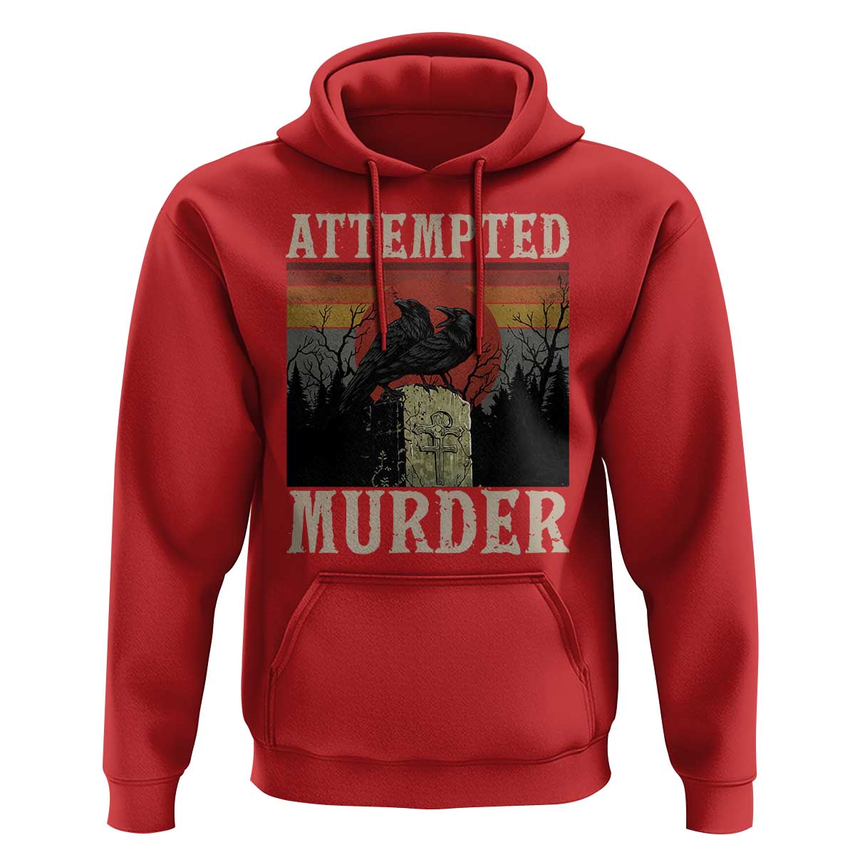 Funny Literary Hoodie Attempted Murder Two Crows Bird on Branch - Wonder Print Shop