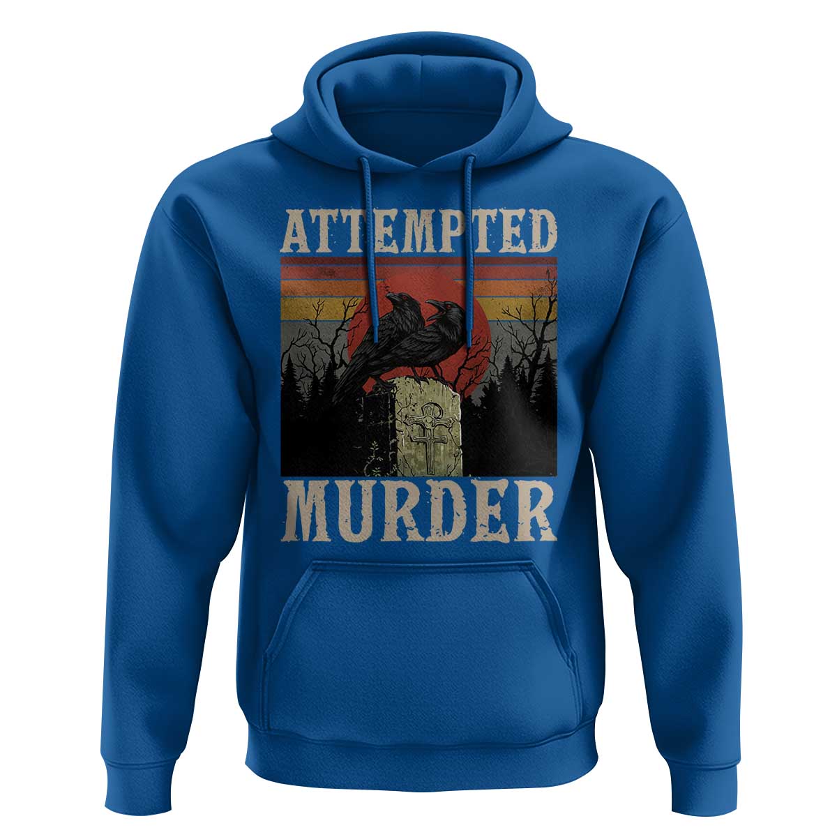 Funny Literary Hoodie Attempted Murder Two Crows Bird on Branch - Wonder Print Shop