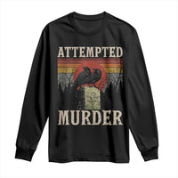 Funny Literary Long Sleeve Shirt Attempted Murder Two Crows Bird on Branch - Wonder Print Shop