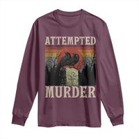Funny Literary Long Sleeve Shirt Attempted Murder Two Crows Bird on Branch - Wonder Print Shop