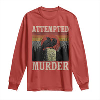 Funny Literary Long Sleeve Shirt Attempted Murder Two Crows Bird on Branch - Wonder Print Shop