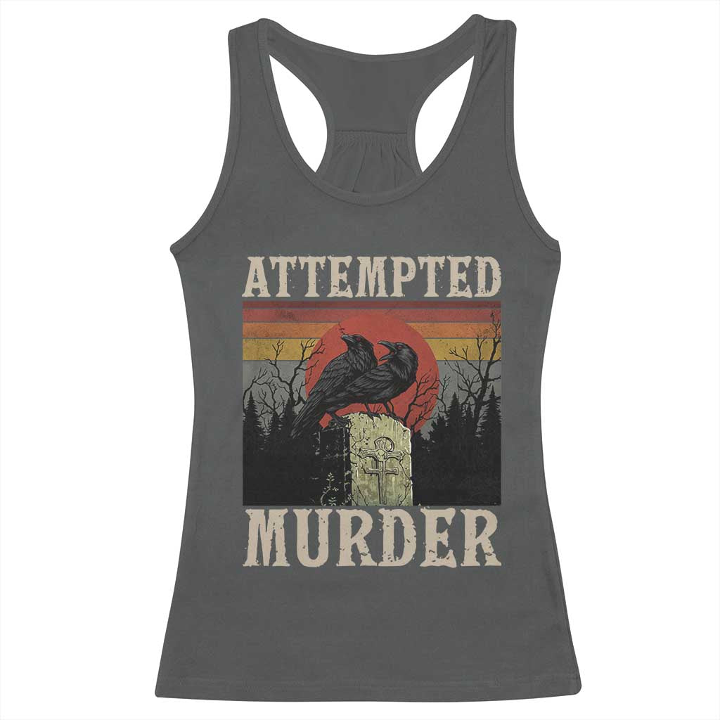 Funny Literary Racerback Tank Top Attempted Murder Two Crows Bird on Branch - Wonder Print Shop