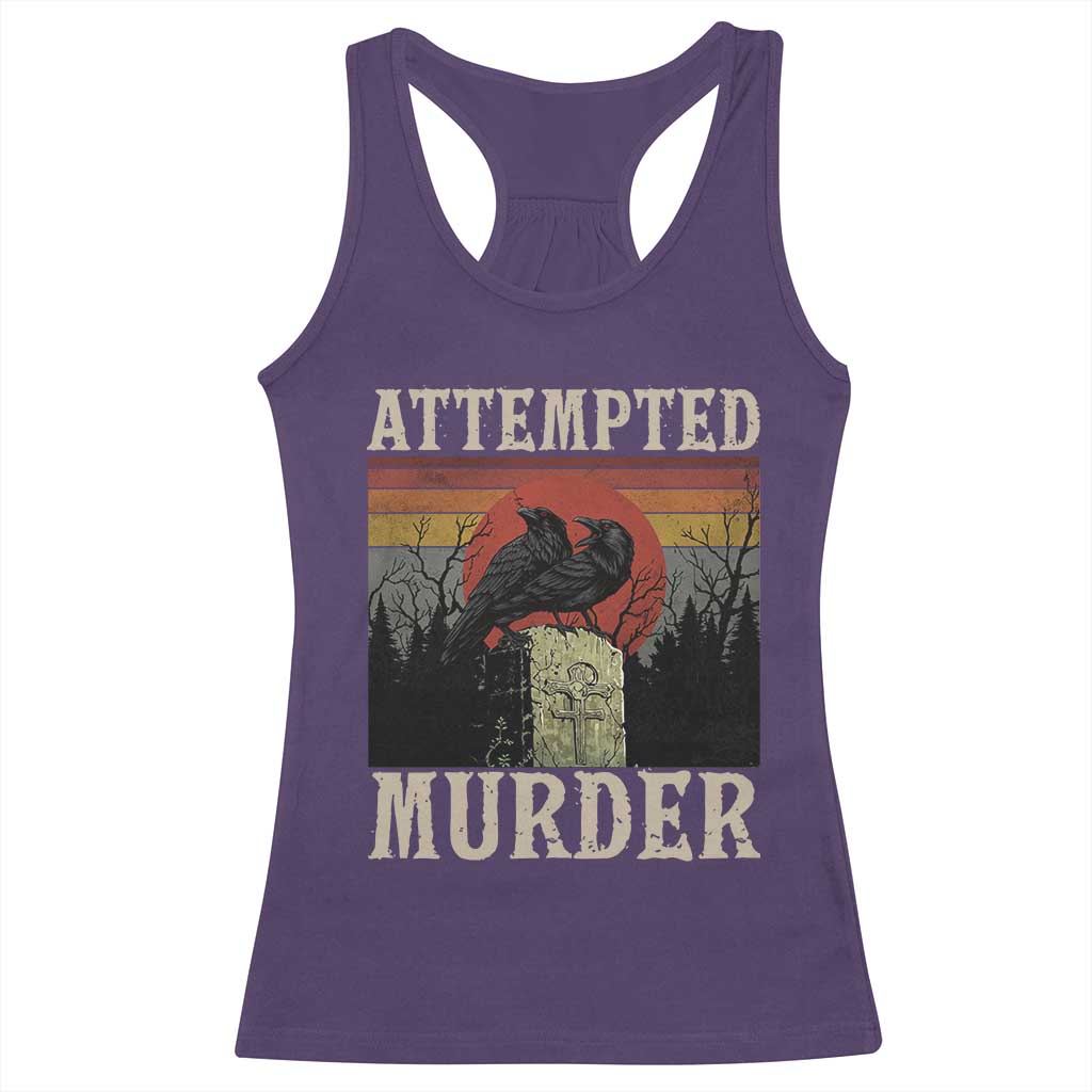 Funny Literary Racerback Tank Top Attempted Murder Two Crows Bird on Branch - Wonder Print Shop
