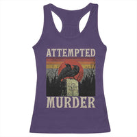 Funny Literary Racerback Tank Top Attempted Murder Two Crows Bird on Branch - Wonder Print Shop