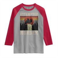 Funny Literary Raglan Shirt Attempted Murder Two Crows Bird on Branch - Wonder Print Shop