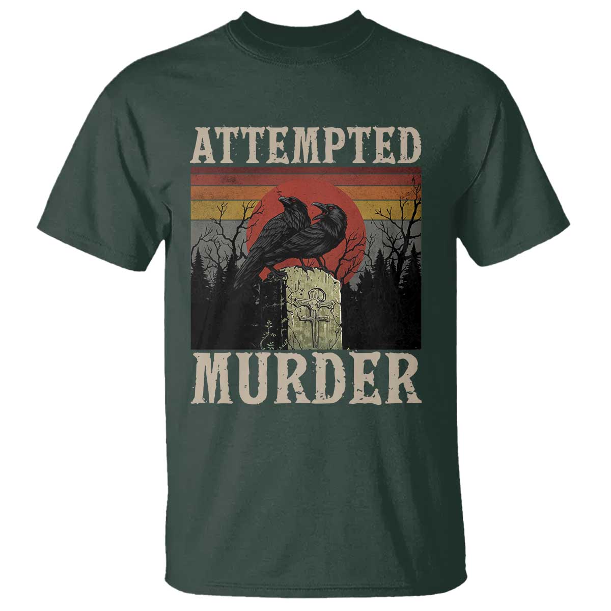 Funny Literary T Shirt Attempted Murder Two Crows Bird on Branch - Wonder Print Shop