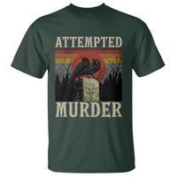 Funny Literary T Shirt Attempted Murder Two Crows Bird on Branch - Wonder Print Shop
