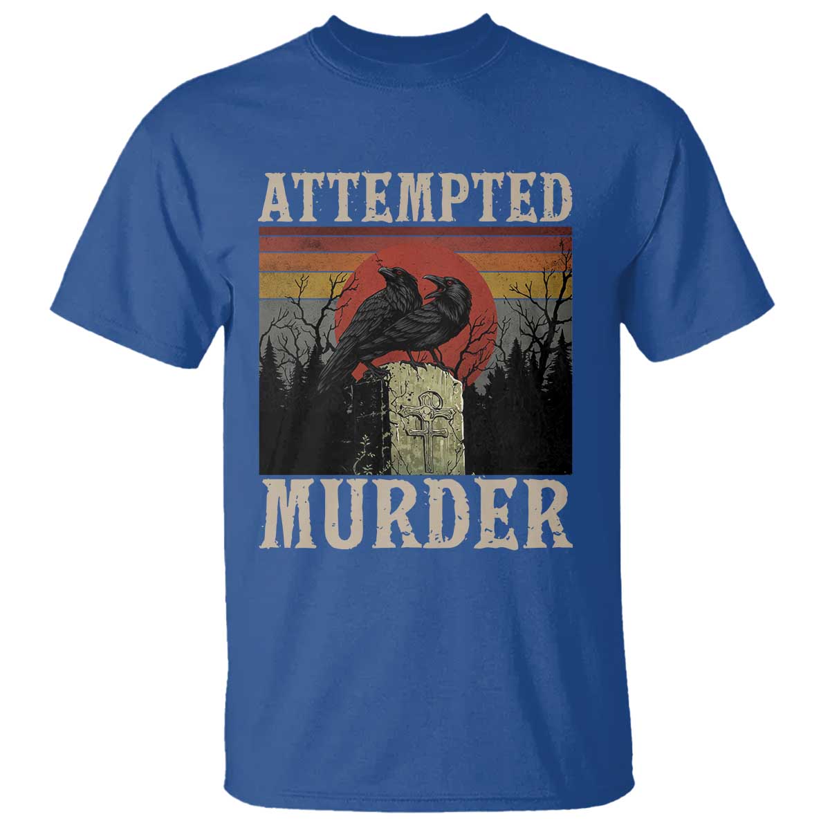 Funny Literary T Shirt Attempted Murder Two Crows Bird on Branch - Wonder Print Shop