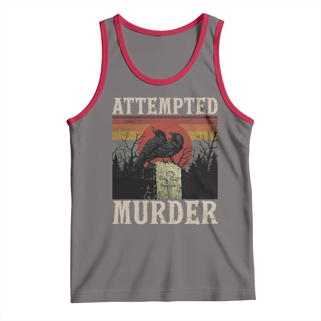 Funny Literary Tank Top Attempted Murder Two Crows Bird on Branch - Wonder Print Shop