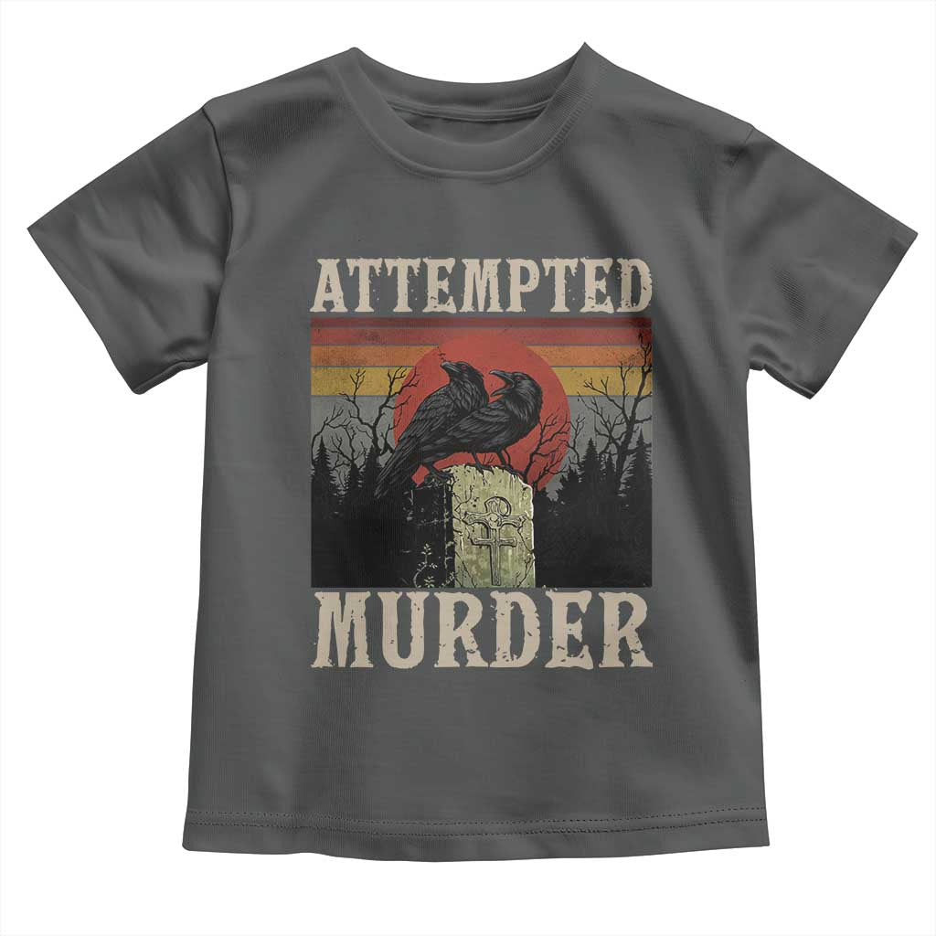 Funny Literary Toddler T Shirt Attempted Murder Two Crows Bird on Branch - Wonder Print Shop