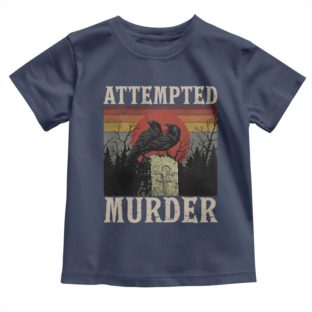 Funny Literary Toddler T Shirt Attempted Murder Two Crows Bird on Branch - Wonder Print Shop