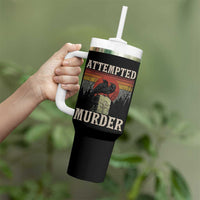 Funny Literary Tumbler With Handle Attempted Murder Two Crows Bird on Branch