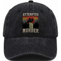 Funny Literary Washed Cotton Baseball Cap Attempted Murder Two Crows Bird on Branch