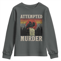 Funny Literary Youth Sweatshirt Attempted Murder Two Crows Bird on Branch - Wonder Print Shop