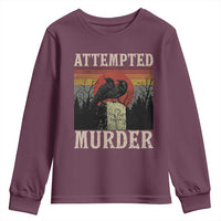 Funny Literary Youth Sweatshirt Attempted Murder Two Crows Bird on Branch - Wonder Print Shop