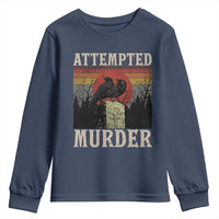 Funny Literary Youth Sweatshirt Attempted Murder Two Crows Bird on Branch - Wonder Print Shop