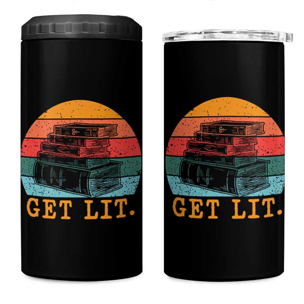 Book Lover 4 in 1 Can Cooler Tumbler Get Lit Literature Reading