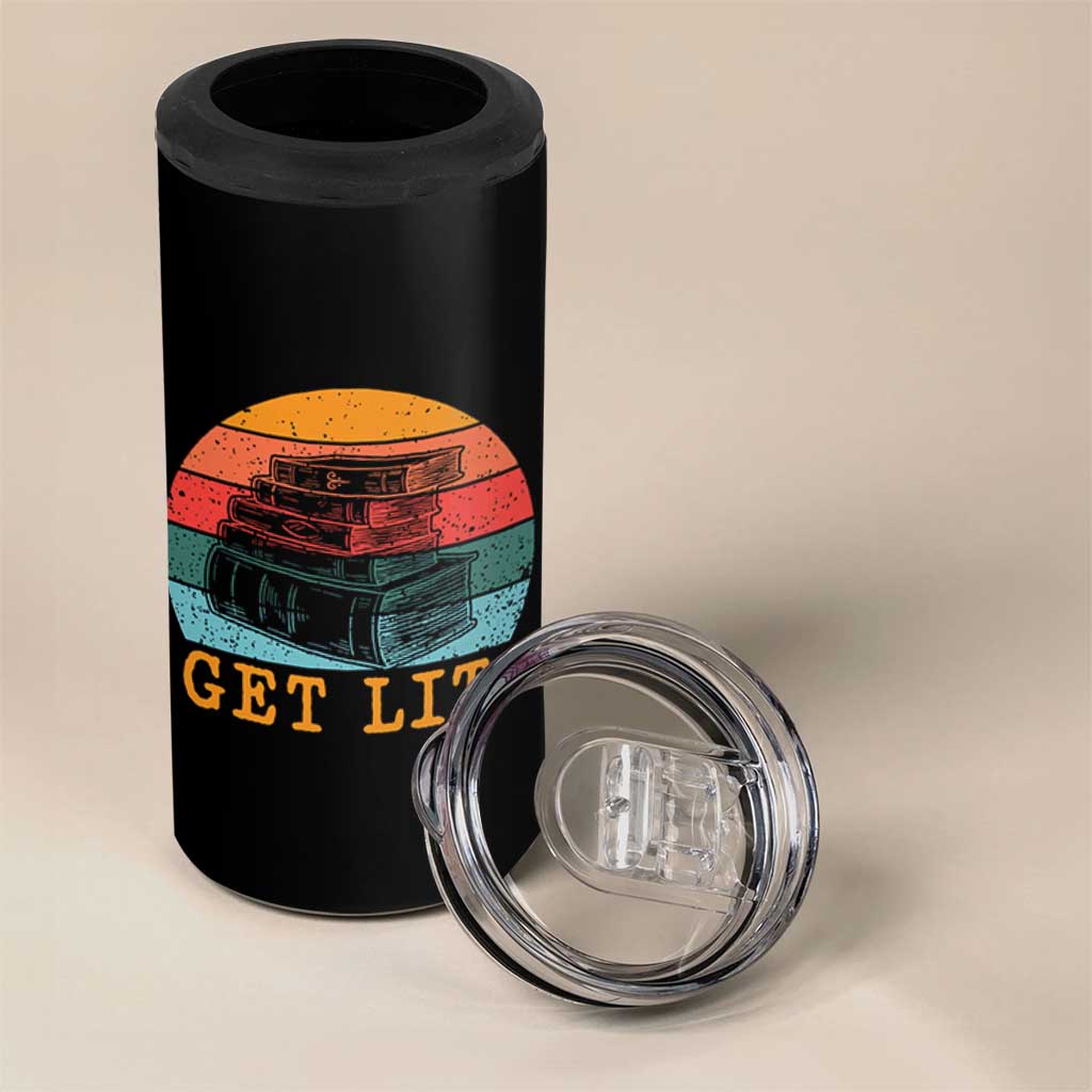 Book Lover 4 in 1 Can Cooler Tumbler Get Lit Literature Reading