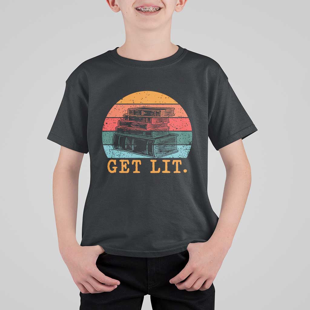 Book Lover T Shirt For Kid Get Lit Literature Reading - Wonder Print Shop