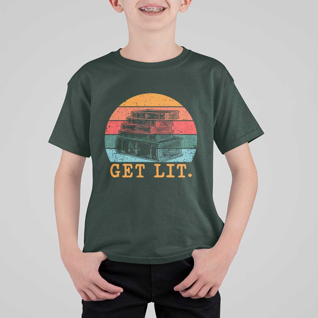 Book Lover T Shirt For Kid Get Lit Literature Reading - Wonder Print Shop