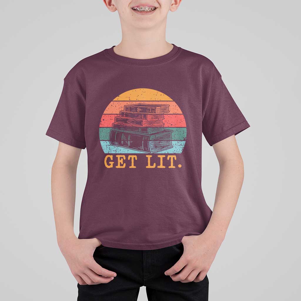 Book Lover T Shirt For Kid Get Lit Literature Reading - Wonder Print Shop