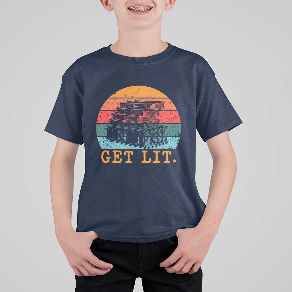 Book Lover T Shirt For Kid Get Lit Literature Reading - Wonder Print Shop