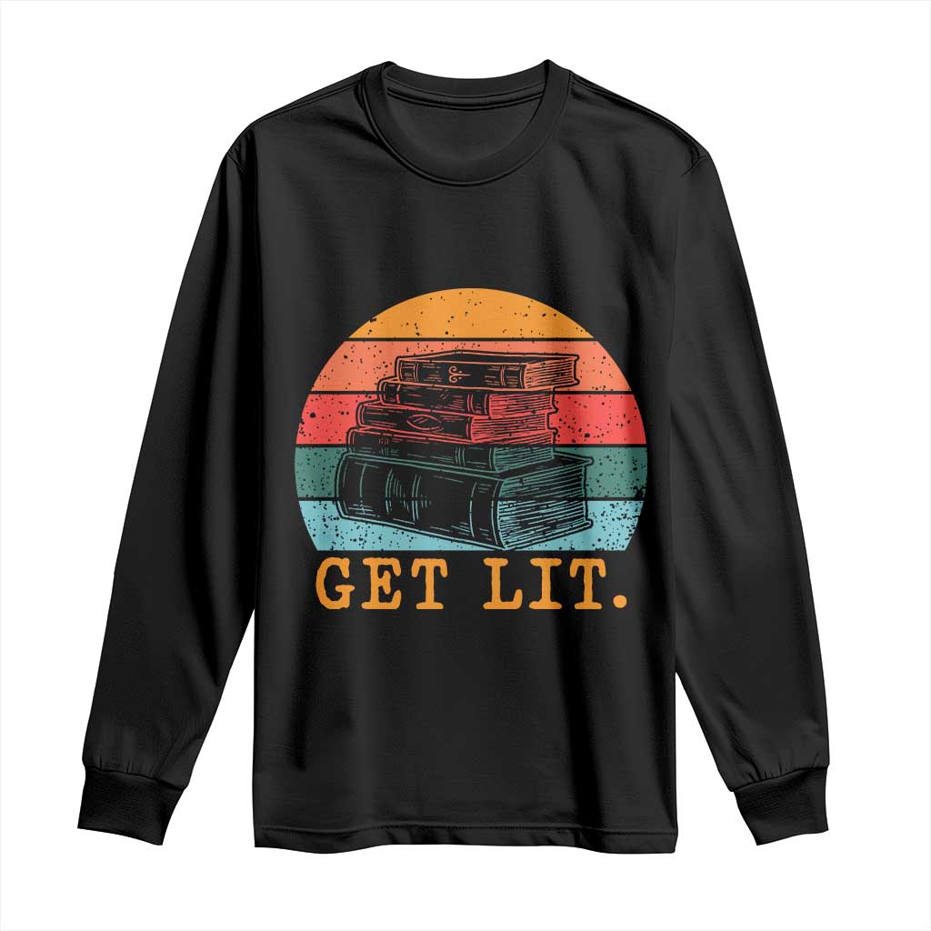 Book Lover Long Sleeve Shirt Get Lit Literature Reading - Wonder Print Shop