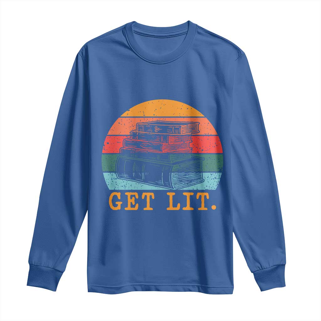 Book Lover Long Sleeve Shirt Get Lit Literature Reading - Wonder Print Shop