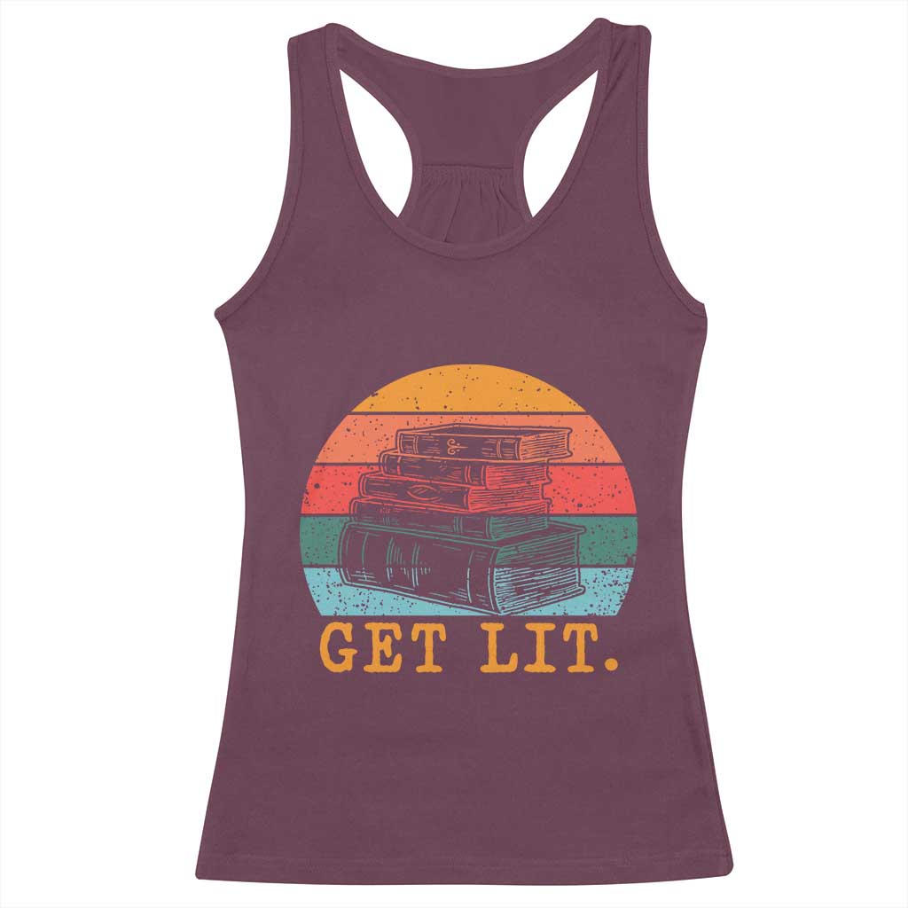 Book Lover Racerback Tank Top Get Lit Literature Reading - Wonder Print Shop