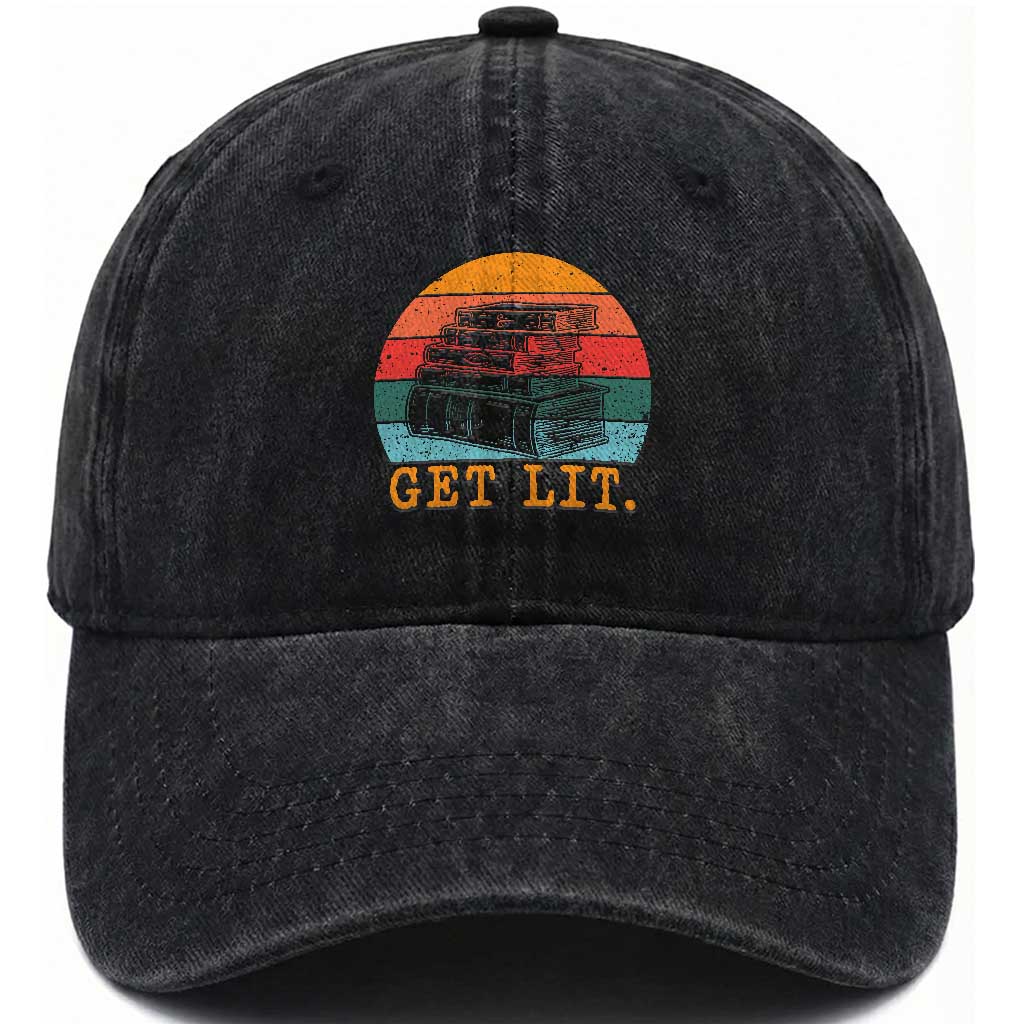 Book Lover Washed Cotton Baseball Cap Get Lit Literature Reading